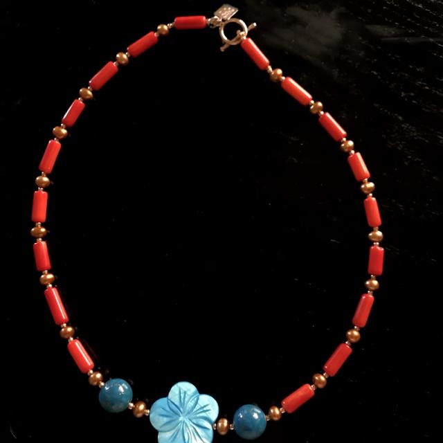 Flower with Coral Necklace by Pearl of the Amazon